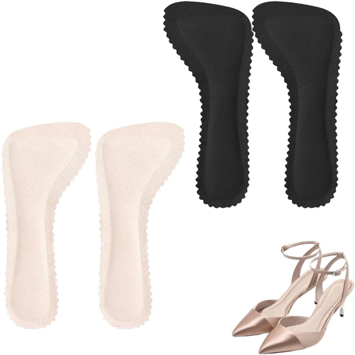 2 paar antislip inlegzolen, schokabsorberende gel-inlegzolen, zachte inlegzolen, ademend en zweetabsorberend, zelfklevende inlegzolen voor hoge hakken en open sandalen