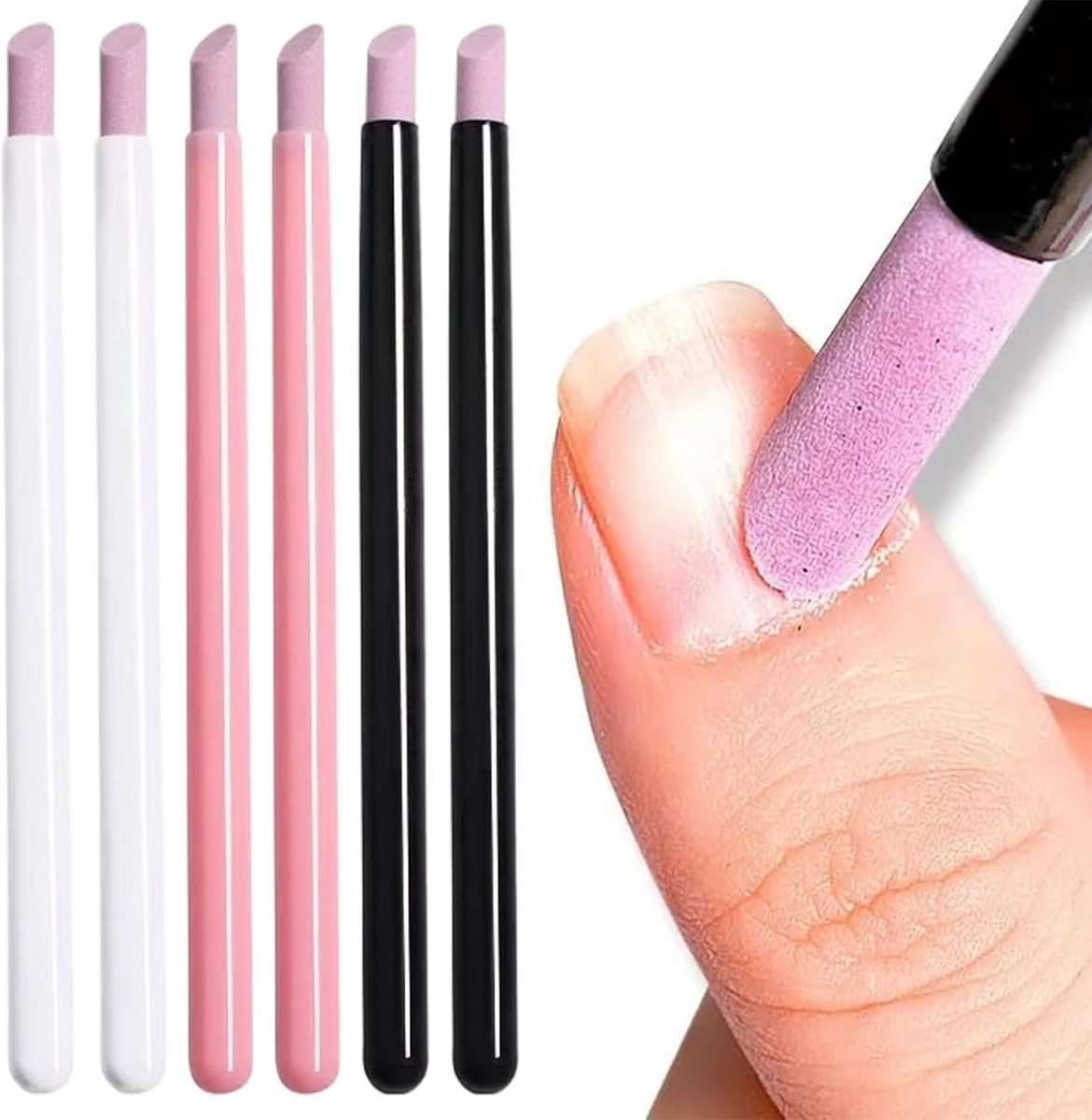 Nagelvijlen 6 stuks - kwarts huidverwijderaar - dubbele kop - professioneel manicuregereedschap - ShopVlot