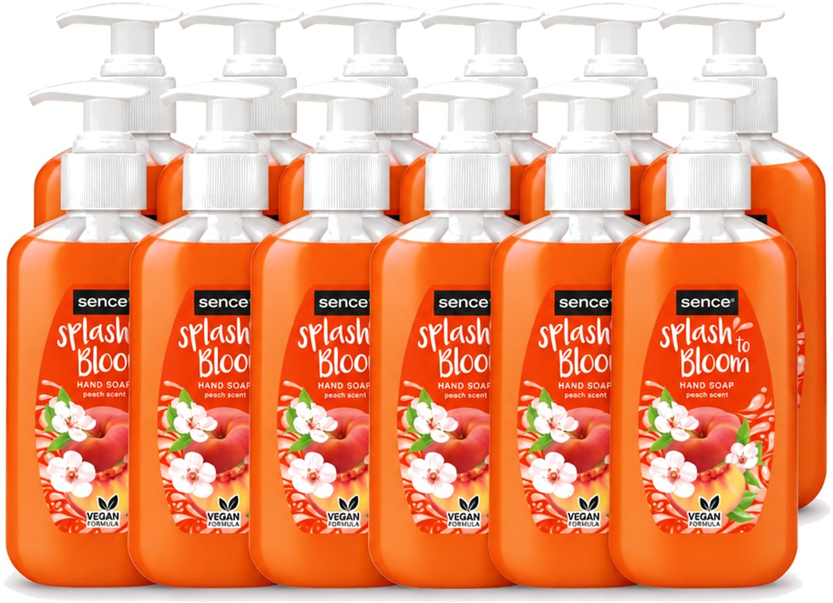 12 x Sence – Handzeep – Splash To Bloom Peach – 500 ml - Voordeelverpakking - 12 stuks