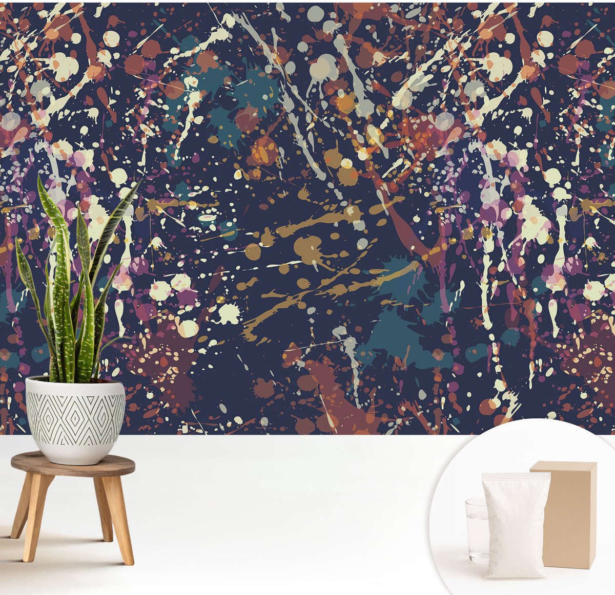 Wallfluent Fotobehang - Marine Vliesbehang - 208x146 cm - Kleurrijke Abstractie Muurschildering - Gang behang Abstractie - Fotobehang Vlies - Slaapkamer behang