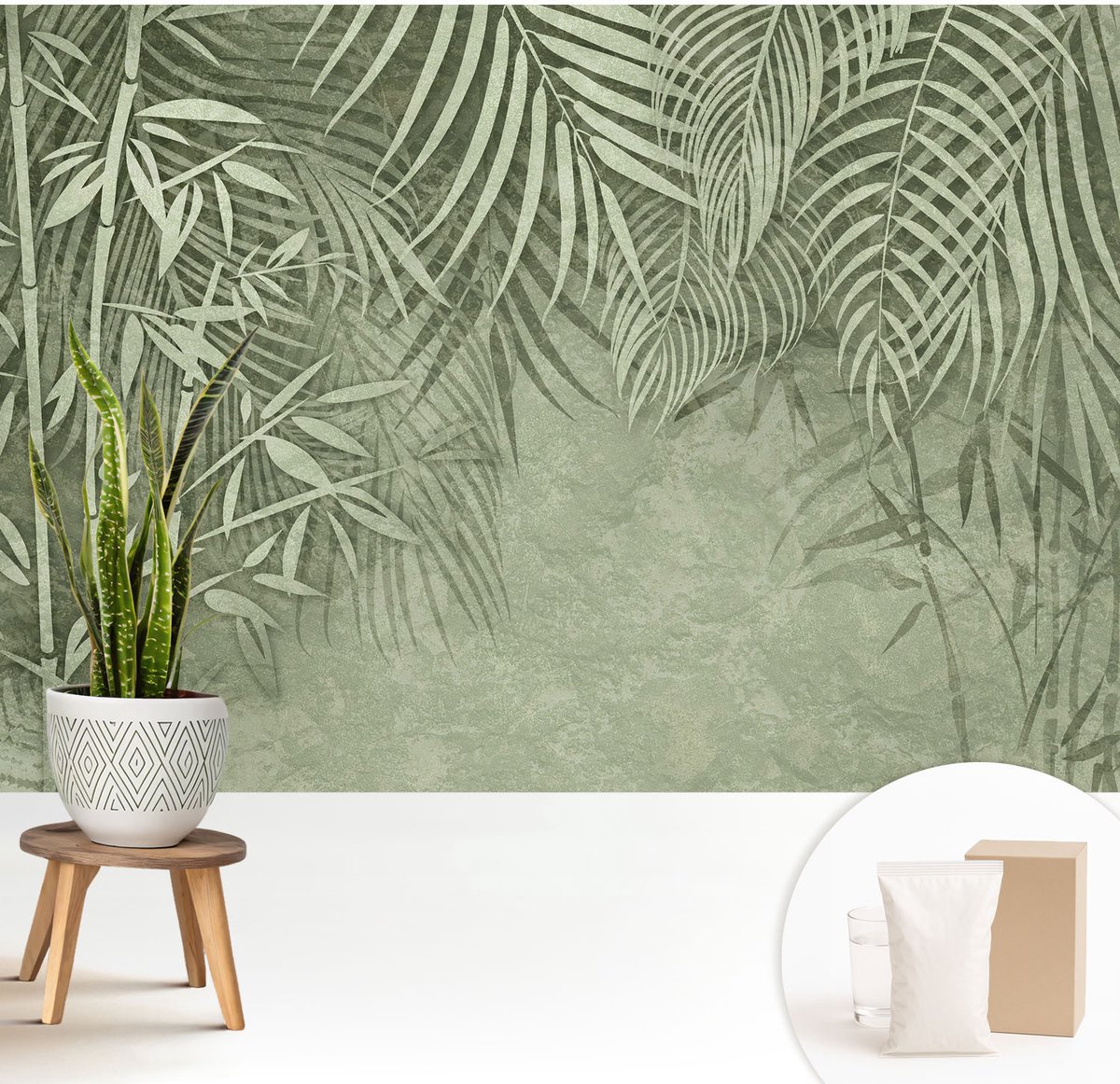 Wallfluent Fotobehang - Groente Vliesbehang - 208x146 cm - Bamboeparadijs Fotobehang Vlies - Hal behang Bloemen En Planten - Muurschildering - Woonkamer behang