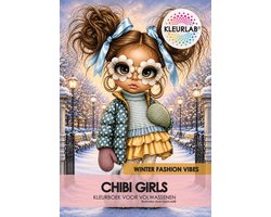 KleurLab® - Chibi Girls Winter Fashion Vibes - Kleurboek voor Volwassenen - A4 - 48 Kleurplaten - Kawaii - Meisjes - Greyscale - Enkelzijdig bedrukt