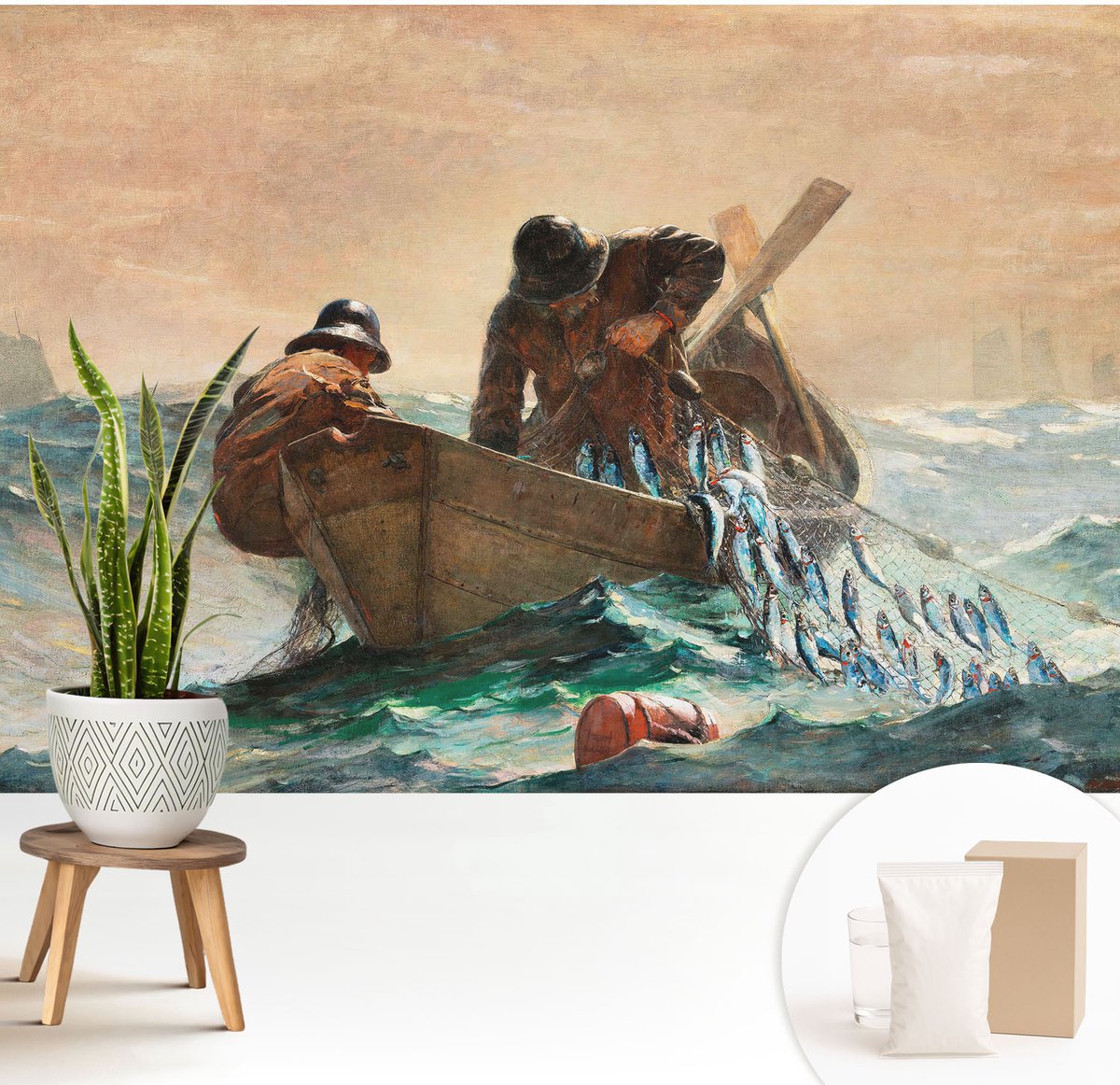 Wallfluent Fotobehang - Blauw Vliesbehang - 208x146 cm - Zeeavontuur Fotobehang Vlies - Woonkamer behang Mensen - Muurschildering - Woonkamer behang
