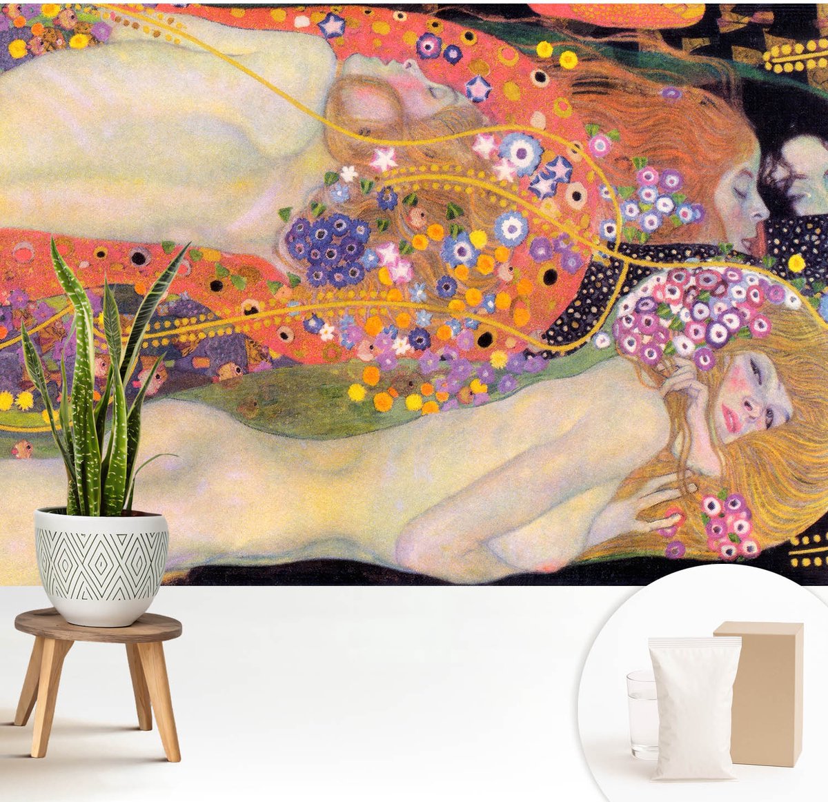 Wallfluent Fotobehang - Geel Vliesbehang - 208x146 cm - Bloemarrangement Muurschildering - Gang behang Deel - Fotobehang Vlies - Slaapkamer behang