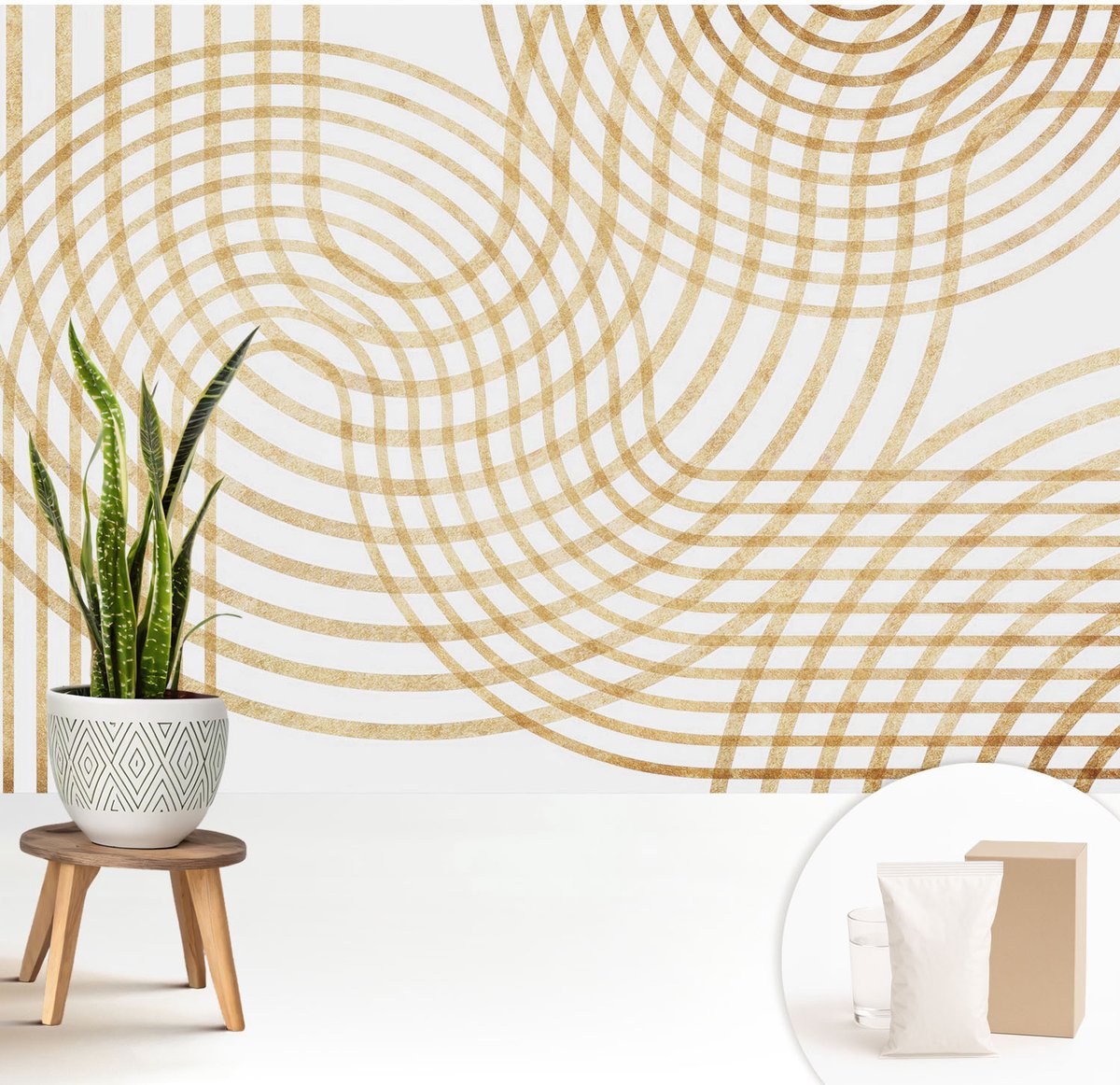 Wallfluent Fotobehang - Wit Vliesbehang - 208x146 cm - Geometrische Weefsels Muurschildering - Slaapkamer behang Geometrie - Fotobehang Vlies - Slaapkamer behang