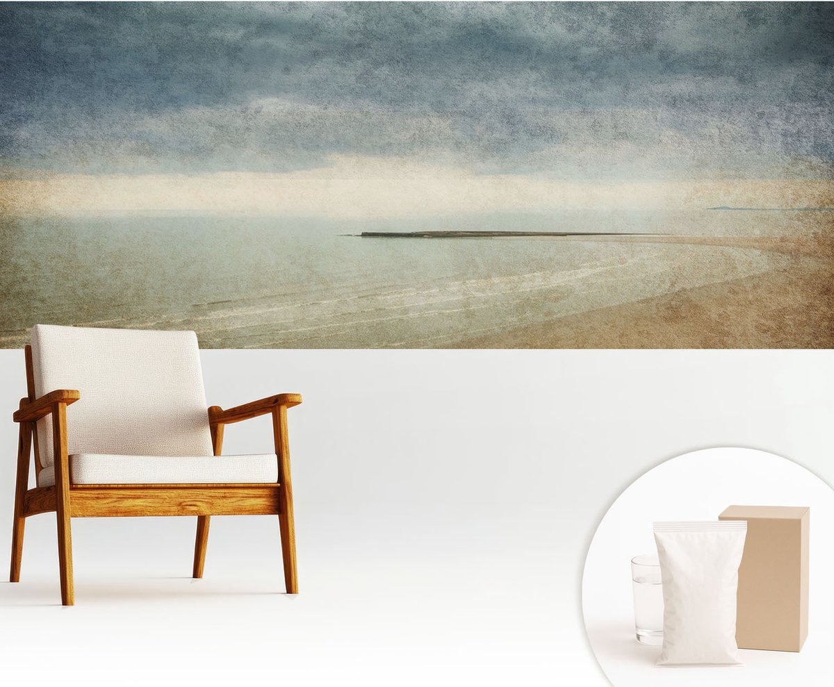 Wallfluent Fotobehang - Grijs Vliesbehang - 250x104 cm - Nostalgisch Landschap Fotobehang Vlies - Woonkamer behang Landschappen - Muurschildering - Woonkamer behang