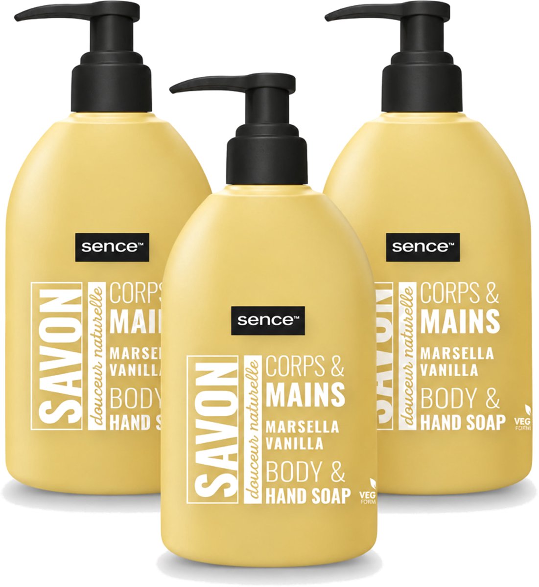 3 x Sence - La Maison Du Savon De Marseille - Handzeep - Vanille - Hygiënisch - 500 ml - Voordeelverpakking - 3 stuks