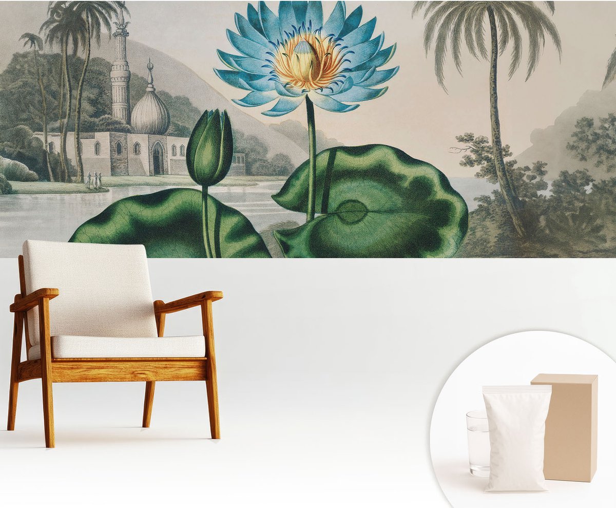 Wallfluent Fotobehang - Groente Vliesbehang - 250x104 cm - Exotisch Landschap Fotobehang Vlies - Hal behang Bloemen En Planten - Muurschildering - Hal behang
