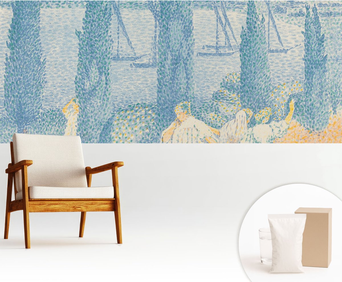 Wallfluent Fotobehang - Blauw Vliesbehang - 250x104 cm - Luie Dag Fotobehang Vlies - Woonkamer behang Landschappen - Muurschildering - Hal behang