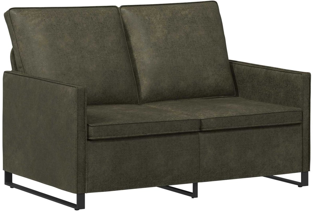 vidaXL 2-zitsbank - Leger - Groen - 130 - x - 81 - x - 82 - cm - Kunstsuède - stof Legergroen