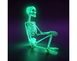 Namajunas-Skeleton-90cm-Glow in the Dark-Skelet botten-Halloween decoratie buiten-Skeleton FX-Skeletool-SkeletonFX-Halloween skelet botten-Skelet Halloween decoratie-Beweegbare Gewrichten&Hanglus-Absorbeert zonlicht,gloeit in het donker-Top-Kwaliteit