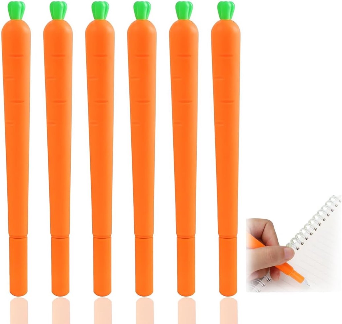 6 stuks schattige wortelstiften, voor medewerkers, kleine cartoon-balpennen, kantoorbenodigdheden, schrijfwaren voor studenten, voor paasdecoraties