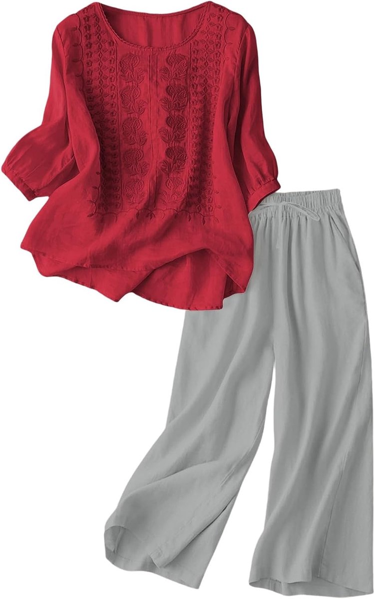 2-delige set voor dames, katoen, effen, huiskleding, bovenstuk, korte mouwen en zachte shorts, mode voor ontspanning, pyjama A128
