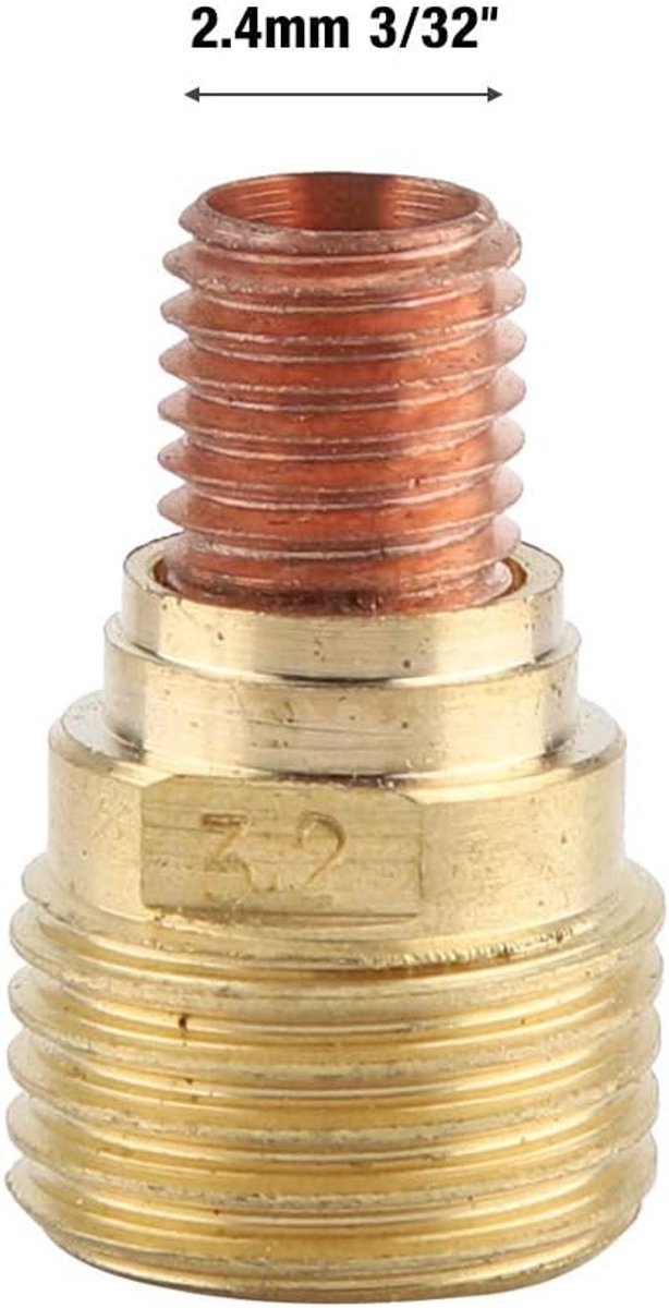 45V44 Professionele Gas Lens Collet Body 2.4mm 3/32" voor Universele TIG Lassen Fakkel Hoogwaardig Koper Materiaal 5 Stuks