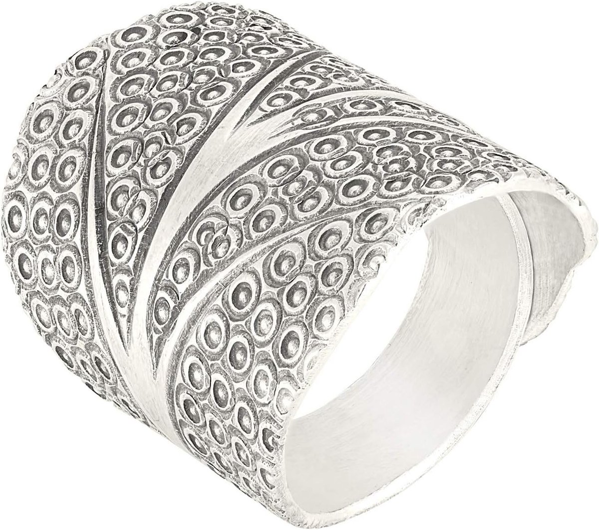 81stgeneration Vrouwen .999 Puur Zilver Karen Hill Tribe Brede Stammen Gegraveerde Boom Ring