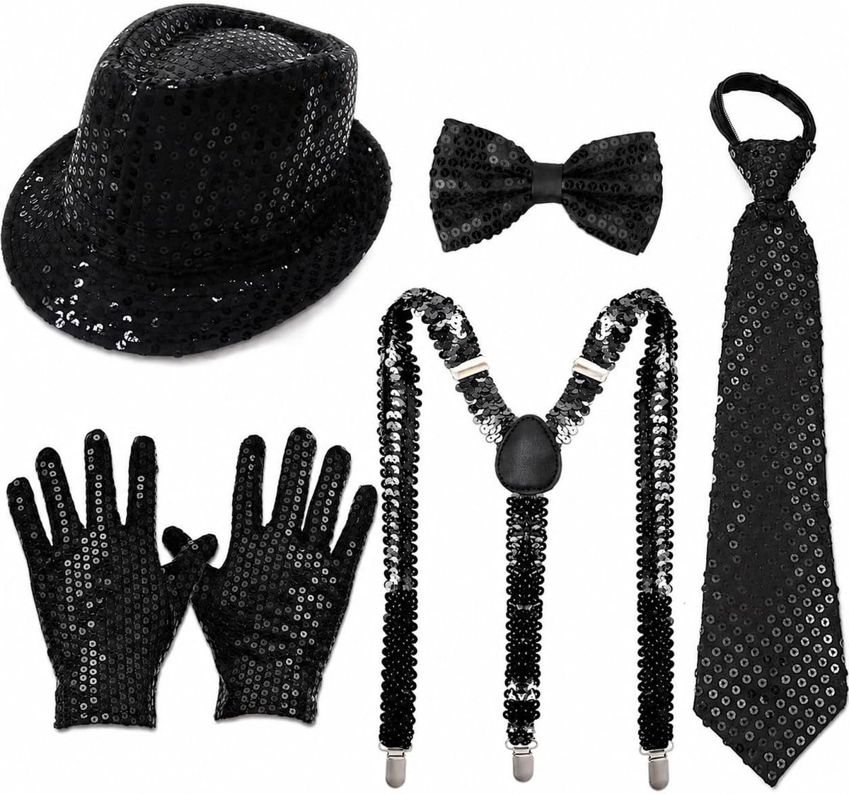 70 80 Retro Discokostuumset, Pailletten Glitter Carnaval Accessoires