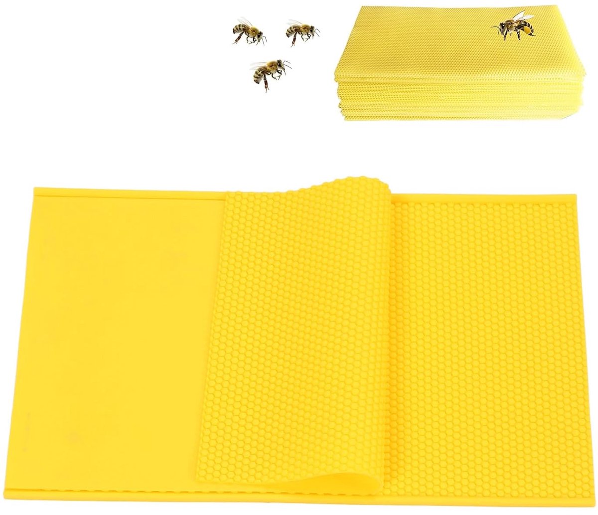 Bijenwas Bladvorm, 2 St Bijeswaswas Druk Imkeerapparatuur Draagbaar, Gemakkelijk Te Reinigen, Herbruikbare, Bijenwas Persbladen voor Bijenteelt (YELLOW)
