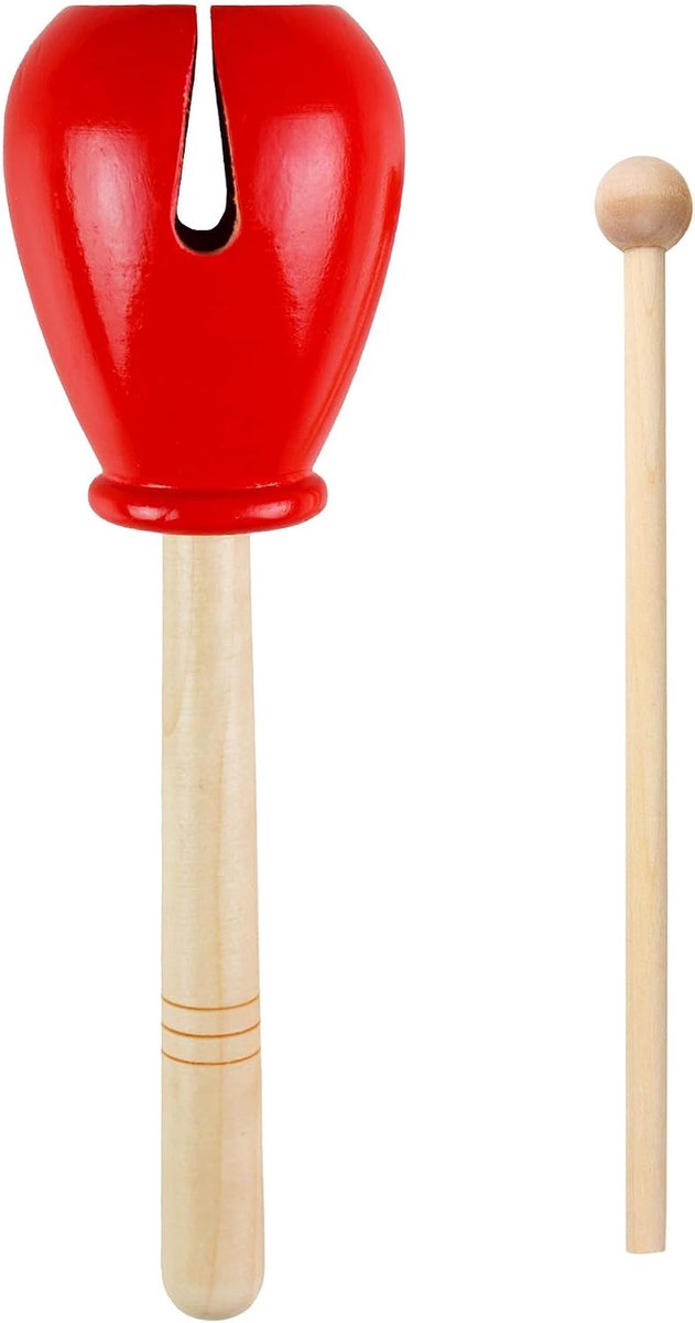 Houten tulptoonblok met houten klopper, percussieritmeblok