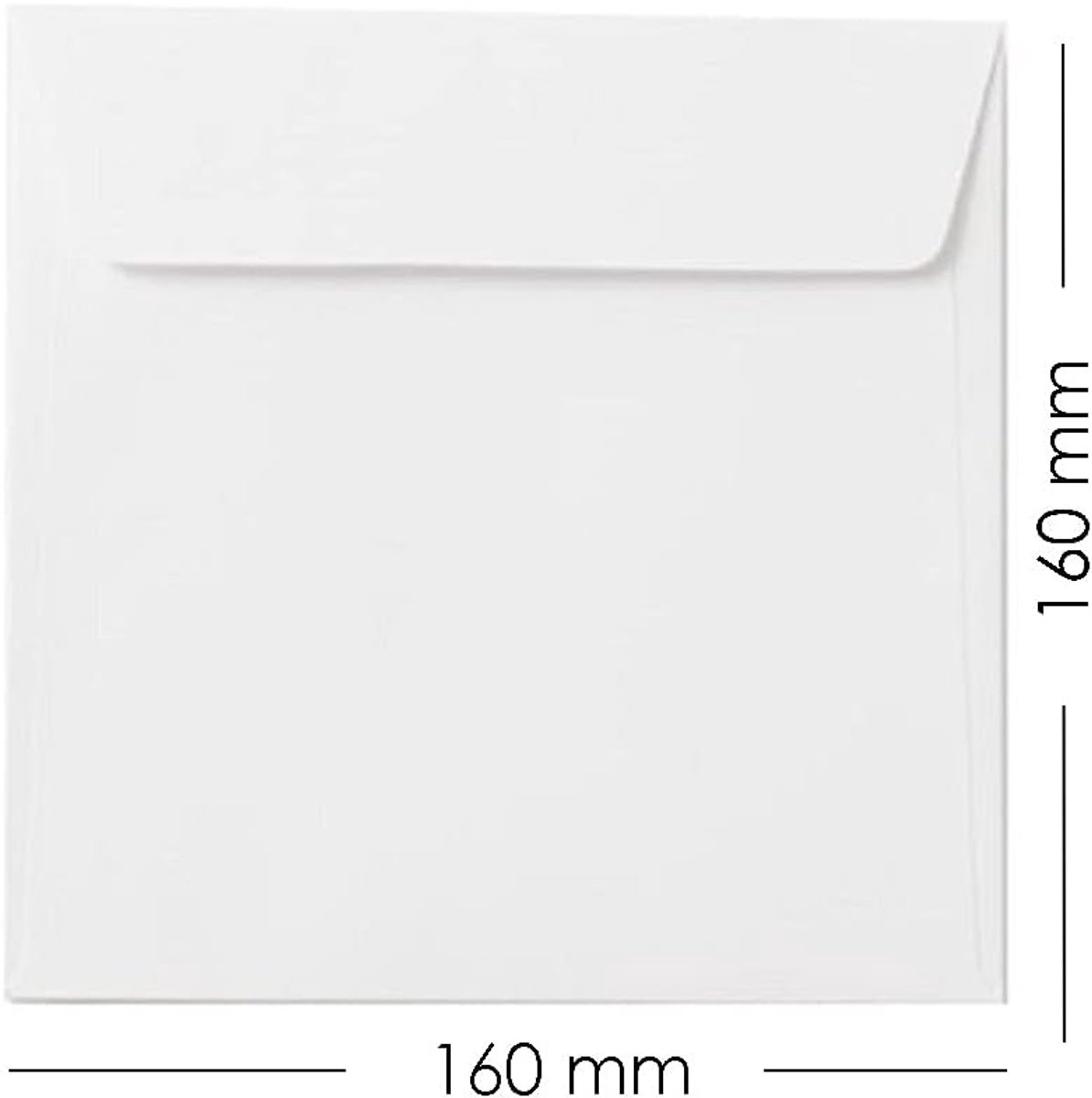 50 vierkante enveloppen 16 x 16 cm dwarslus met aftrekstrip (100g) Kleur: Sneeuw Wit 160 x 160 mm