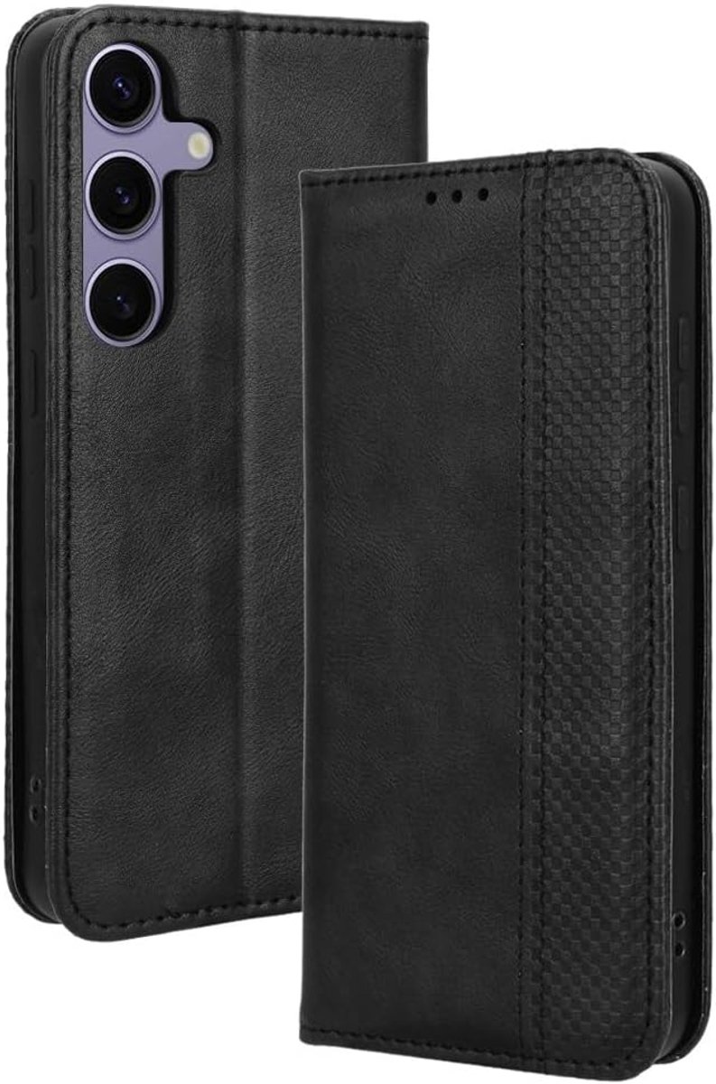 Hoesje voor Samsung Galaxy S25+ Flip PU Lederen Case met Kaartsleuf Bracket-functie Magnetisch Telefoonhoesje Compatibel voor Samsung Galaxy S25+ zwart