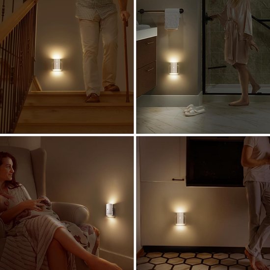 LED Nachtlampje met Bewegingssensor, Dimbaar 0–100 lm, Warm Wit 3000K, Stopcontact Nachtlamp voor Kinderkamer, Trap, Gang, Slaapkamer, Keuken, Badkamer, Wit — afbeelding 3