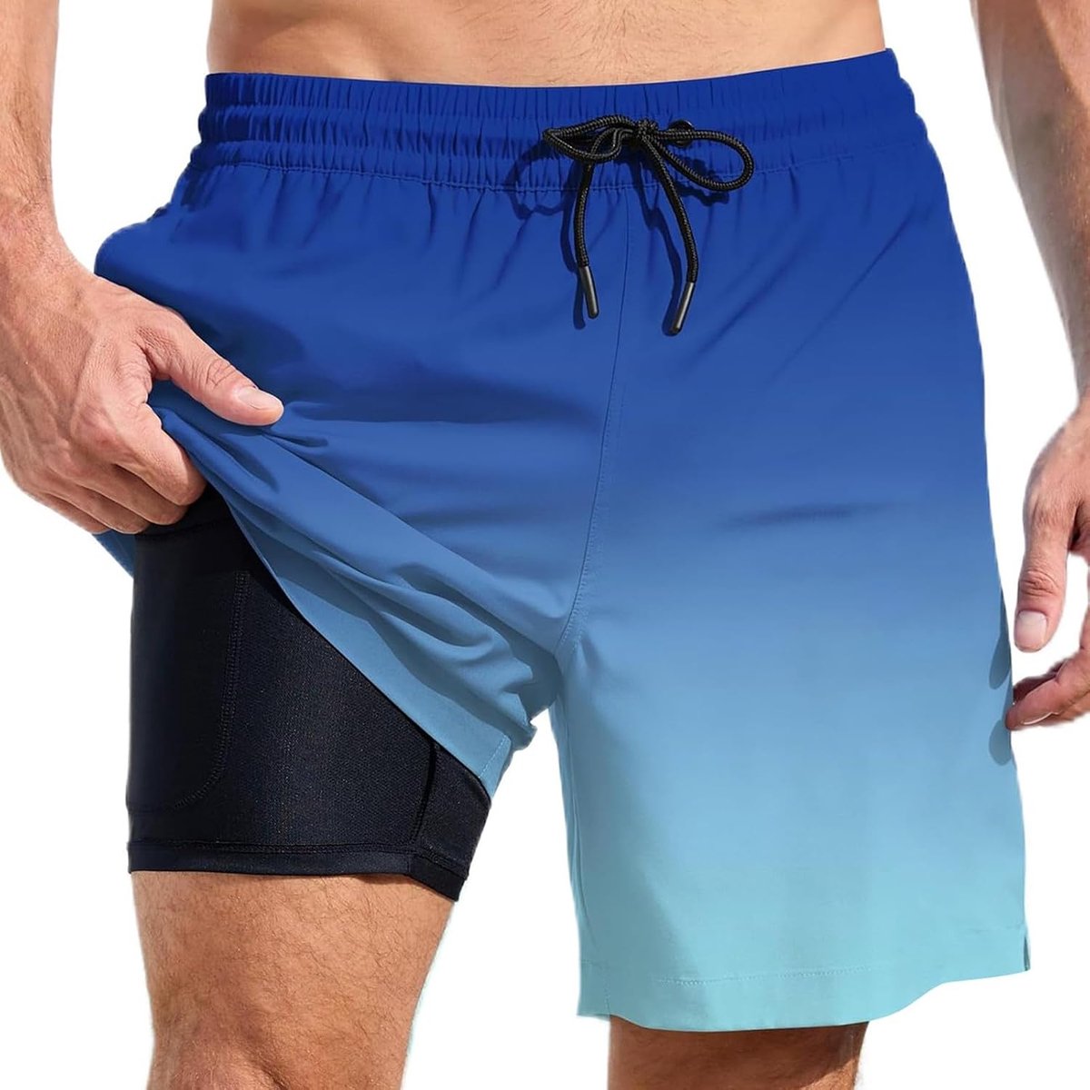 Zwembroek voor heren met compressievoering en zwemshorts met zakken