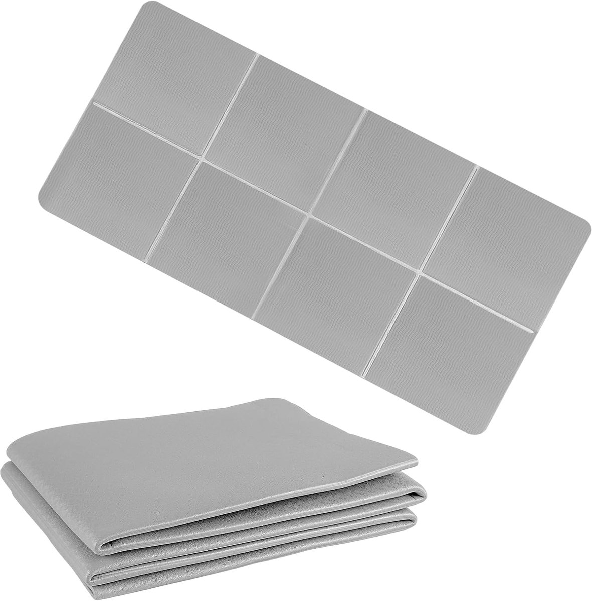 Yogamat, 183 x 60 x 0,6 cm, grijs, TPE, dubbelzijdig antislip, trainingsmat met draagtas, fitnessmat, gymnastiekmat voor yoga, pilates, reizen