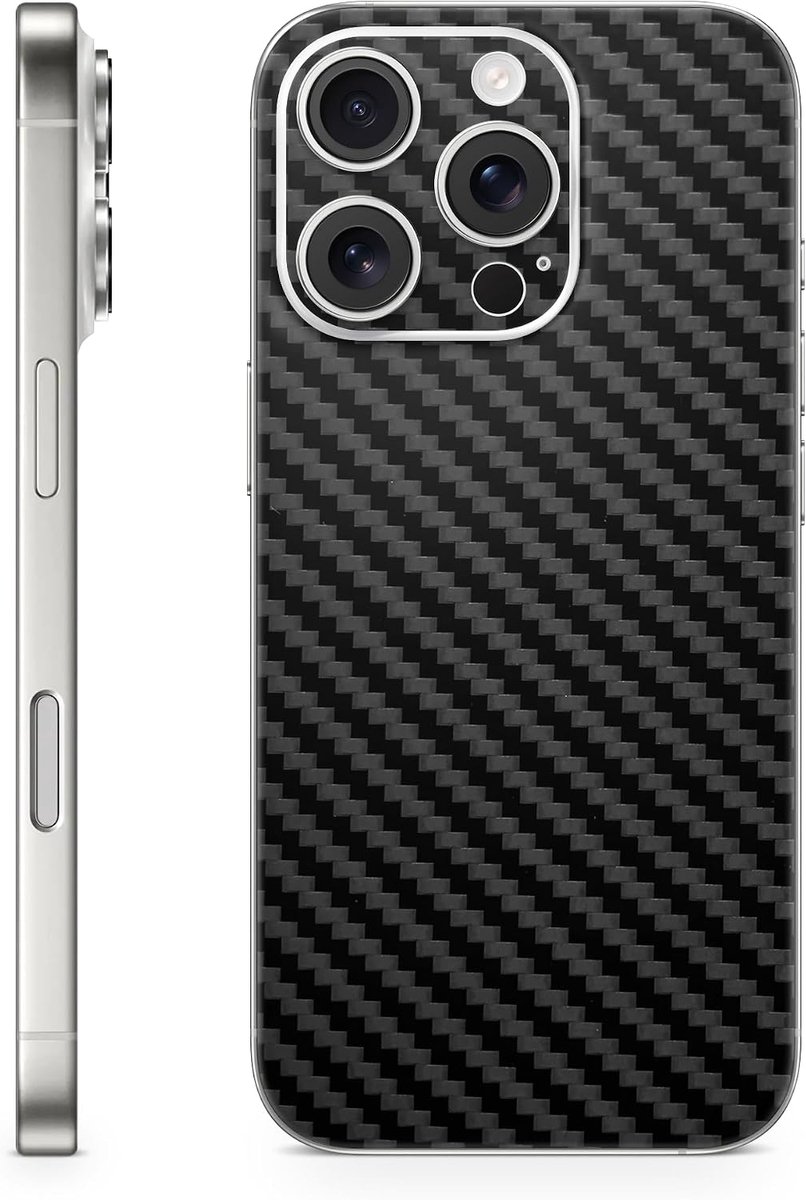 Skins Compatibel met iPhone 16 Pro en 16 Pro Max, Skin Screen Protector 360° Volledige dekking of Alleen achterkant (alleen achterkant, Carbon Black, iPhone 16 Pro)