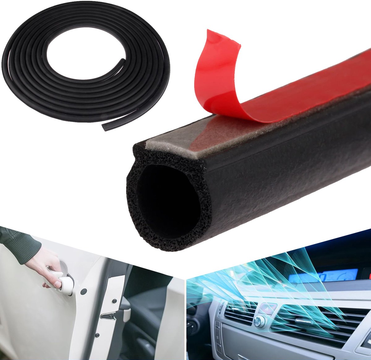 5M D-Profiel Tochtstrip - Rubberen Afdichtingsstrip Voor Autodeuren - Zelfklevende Stripafdichting - Voor Deuren/Ramen