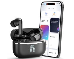 Siltcon® SoundWave Ultra - Oortjes Draadloos - Draadloze Oordopjes - Bluetooth Oordopjes – True Noise Cancelling ANC + ENC - BT 6.0 – Universeel – Tot 50 Uur Batterij - LED Display – 6 Mic - Met APP Voor Instellingen - Geschikt voor iOS en Android