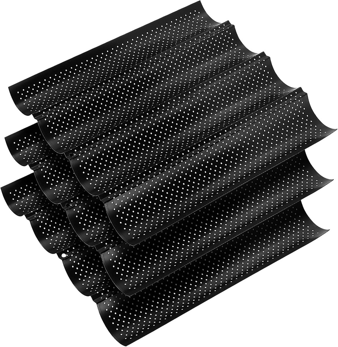 Baguettevorm 3 Stuks - Carbon Staal - Antiaanbaklaag - Bakaccessoire voor 4 Baguettes - ShopVlot