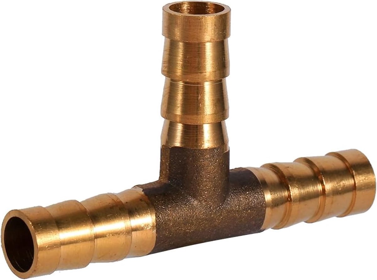 Dailygoods- Slangconnector T-stuk - Messing T-stuk - 3 Weg Connector - Voor Lucht/Water/Gas/Olie - Temperatuurweerstand 100°C - Duurzaam Materiaal