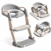 MIRO® WC Verkleiner met Trapje - Toilettrainer met Opstapje - 3-in-1 Peuter Toilet - Opvouwbaar & Verstelbaar - 2 tot 7 Jaar - Grijs