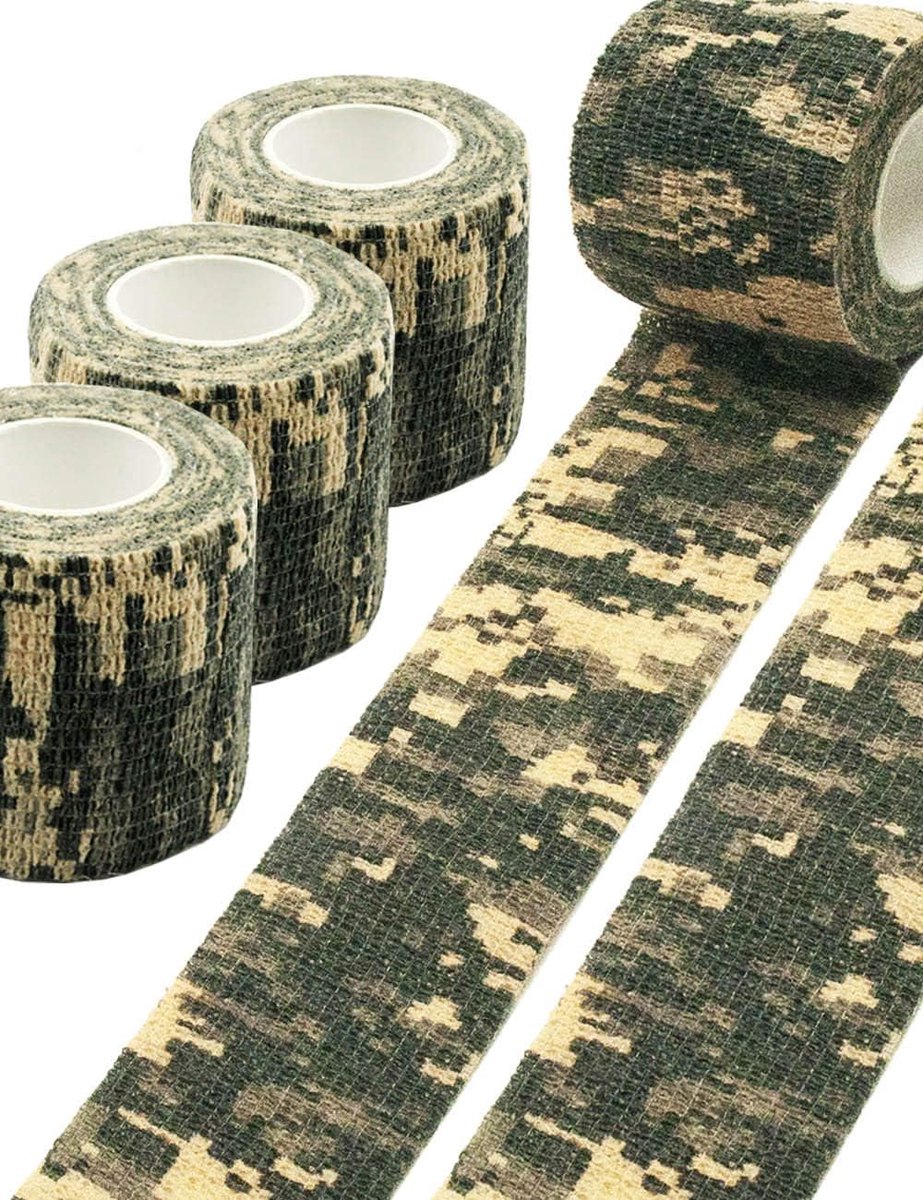 Camouflage tape set van 3 - 4,5 m - veelzijdig en verwijderbaar - ideaal voor jagers - ShopVlot