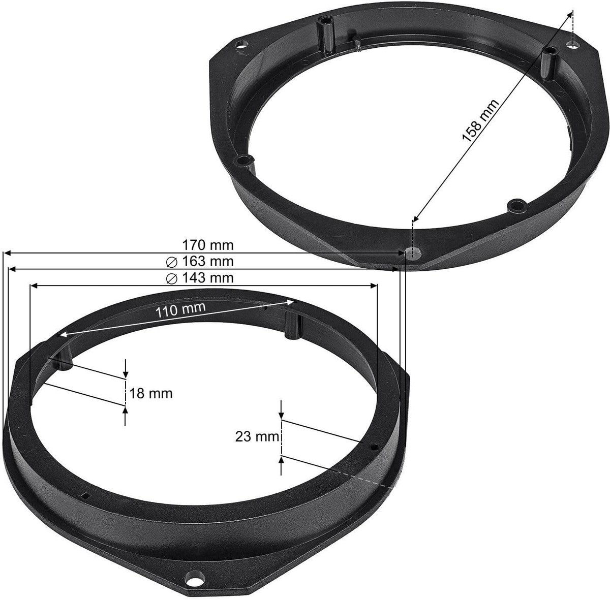 Speaker Rings Adapter Brackets 165mm - Voor Opel, Fiat, Ford, Peugeot - Eenvoudige installatie - ShopVlot