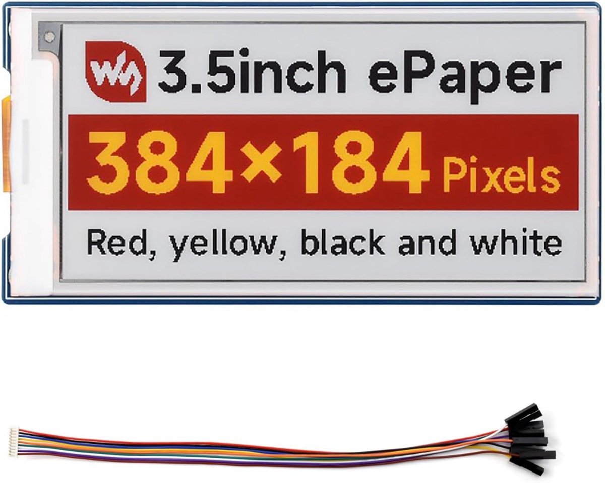 3.5 inch SPI E-Paper Display Module (G), 384×184 Red/Yellow/Black/White E Ink Panel, for Raspberry Pi, Arduino, ESP32 - ShopVlot