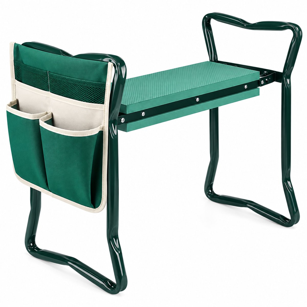 Sellino Tuinkruk - Tuinkniebank - Opvouwbare tuinkruk - Onkruid kruk - Met Dik kniekussen - Tot 150 kg - Groen - 68 x 28 x 13 cm