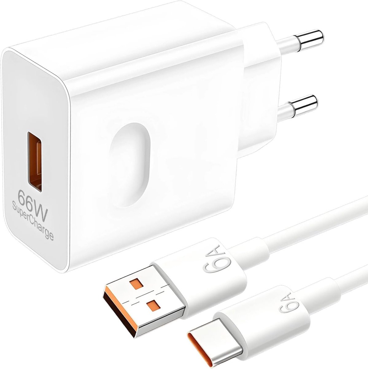 66 W snellader compatibel met Honor adapter USB C Super Charge met kabel 1m - ShopVlot