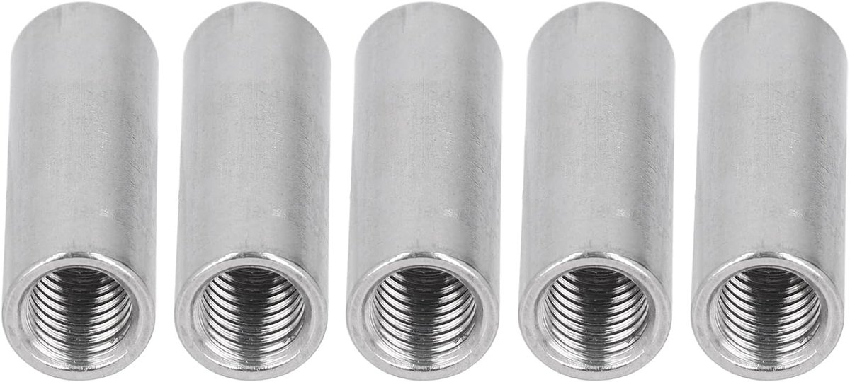 Cilindrische Koppelnuts 5pcs M12 - 304 RVS - Roestvrij en Corrosiebestendig - Ideaal voor Draadstangen - ShopVlot
