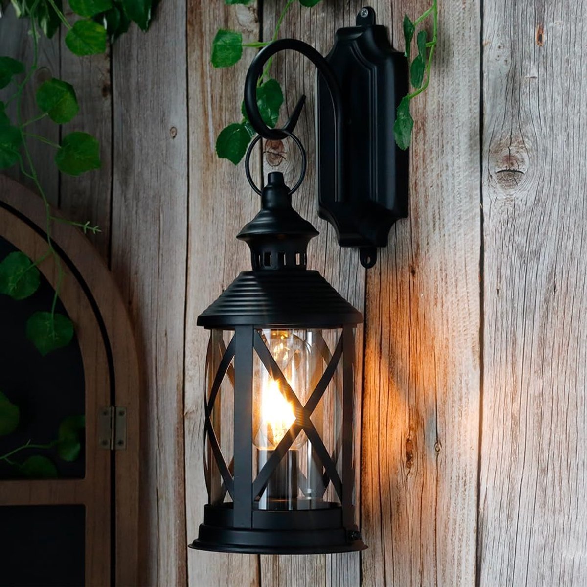 SnelShoppen - Outdoor Vintage Batterij Aangedreven Hanglamp Wandlamp Draadloos Metaal Tafel lamp met Edison Lampje (Zwart) Perfect voor Tuin, Camping