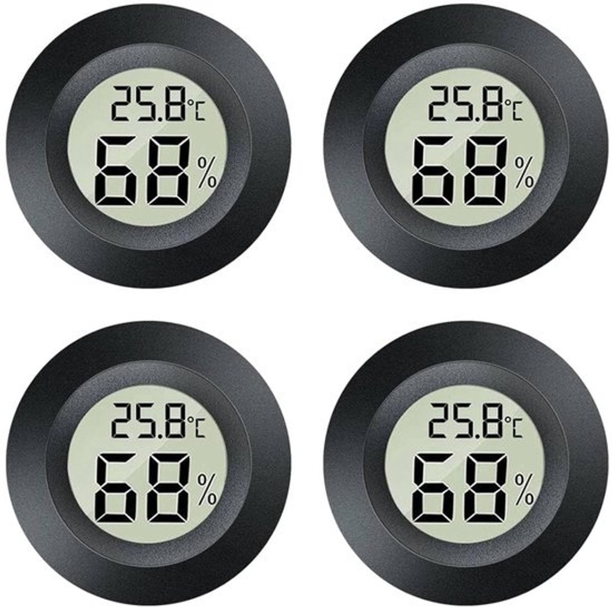 2-in-1 mini digitale hygrometer & thermometer - Meet luchtvochtigheid en temperatuur binnen & buiten voor kassen, kelders, kantoren en babykamers - Set van 4, 6, 8 of 12 stuks