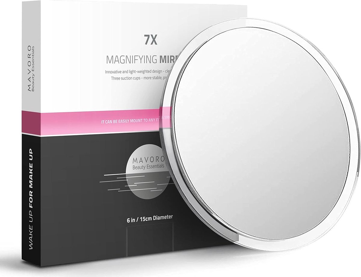 SnelShoppen - 15cm Vergrotende Make-up Spiegel met 3 Sterke Zuignappen | 7X Vergroting | Draagbare Reis Spiegel voor Cosmetica en Make-up