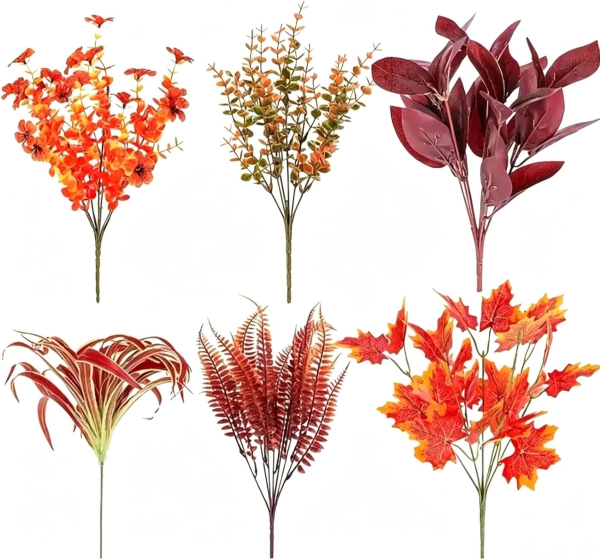 16-delige Set Kunstmatige Herfstplanten – Nep Esdoornbladeren van Kunststof – Voor Boerderijstijl, Thanksgiving en Tafeldecoratie