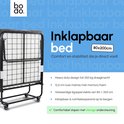 Zwart opklapbed met matras, 80x200cm. Bodo logo.