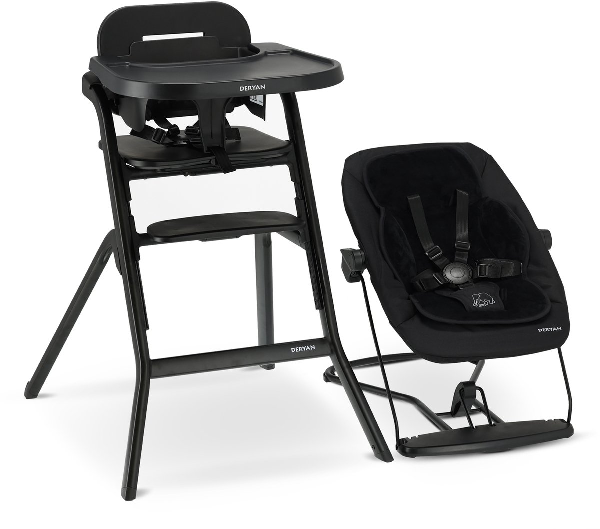 Deryan curve luxe kinderstoel - newborn set - wipstoel & inlegkussen - zwart
