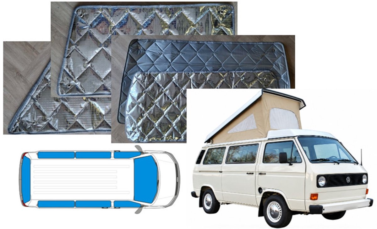 Raamisolatie Volkswagen T3 1979-1990 – 8-Delige Set – 9-Laags Isoflex – Grijs