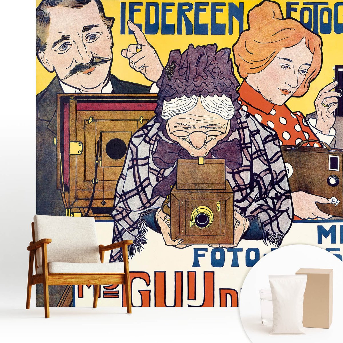 Wallfluent Fotobehang - Wit Vliesbehang - 250x250 cm - Passie Voor Fotografie Muurschildering - Slaapkamer behang Mensen - Fotobehang Vlies - Slaapkamer behang