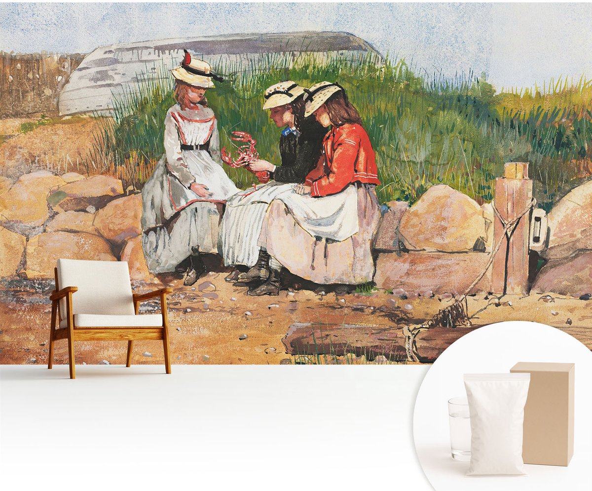 Wallfluent Fotobehang - Zwart Vliesbehang - 416x254 cm - Zomervakantie Fotobehang Vlies - Woonkamer behang Mensen - Muurschildering - Woonkamer behang