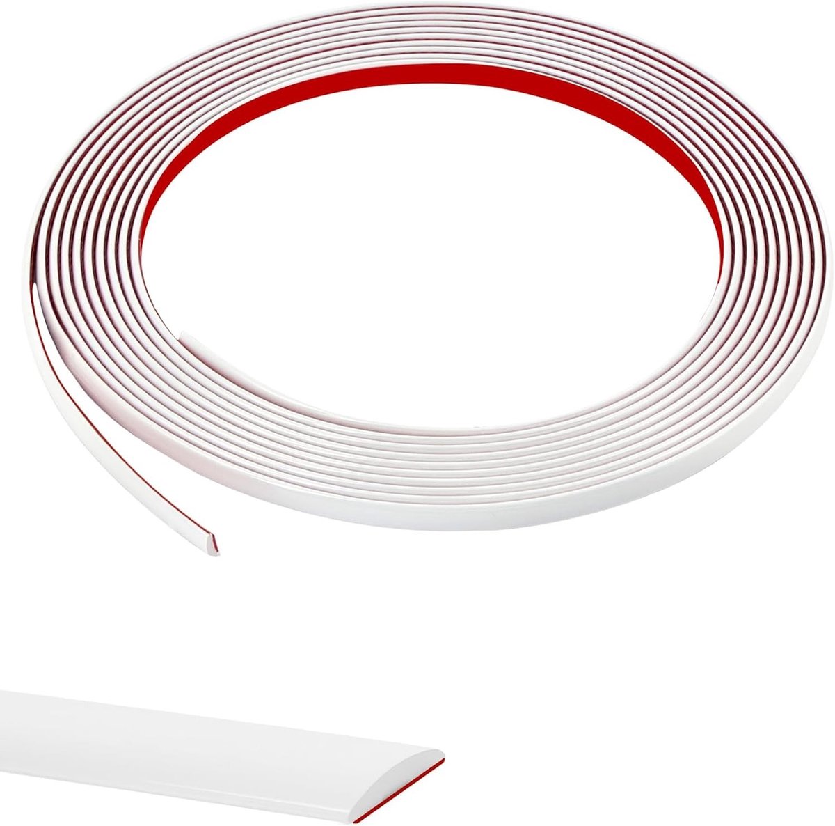Flexibele Zelfklevende Decoratieve Rand, 5M x 8mm PVC Wandafwerking, Witte Bescherming voor Spiegels, Deuren, Ramen, Muren en Vloeren met Tegelranden