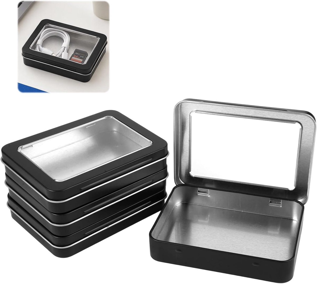 4 stuks Rechthoekige Metalen Lege Vouwdozen 11.5x8.5x2.2cm